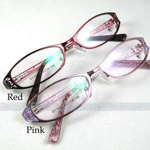 Light Red Pink Full Rim Optical Eyeglass Spectacle Womens Metal Frame 
