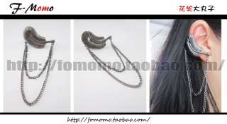   Rock Metal Feather Leaves Tassels Ear Cuff Clip Wrap Earrings  