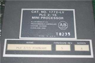 Allen Bradley 1772 LV PLC 2/15 Mini Processor Controller  