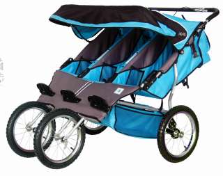 BebeLove 475 EVO TS Triple Baby Jogging Stroller Green  
