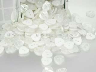 50 white Heart 2 hole Plastic Sewing Buttons 15mm BU5  