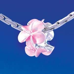  B1370 tlf   Pearl Pink Plumerias   Silver Plated Large 