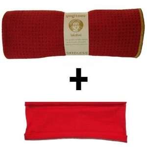  Poppy yogitoes® mat size SKIDLESS® yoga towel + red 