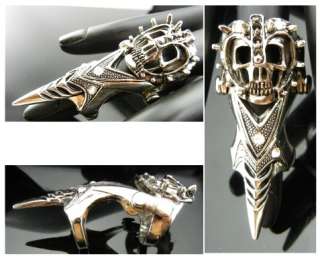 EMO Rock Biker Goth Skull Warrior Armor Claw Ring TF115  