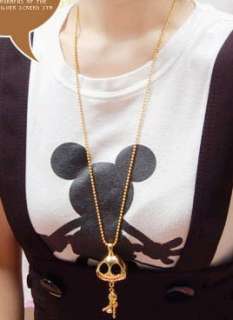 X1 Women Fashion Jewelry Gold Skull Big Eye Nana Punk Pendant Necklace 