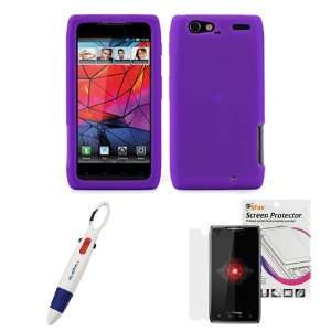 GTMax Purple Soft Silicone Case + Clear LCD Screen Protector + Pen 