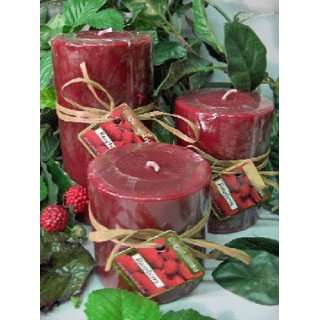  Raspberry Scented Round Pillar Set of 3 (13,16 and 23 Oz 