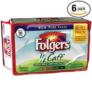 Folgers Half Caffeinated Ground Coffee, 10.8 Ounce Refill Packs (Pack 