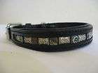   abalone silver black leather dog collar 