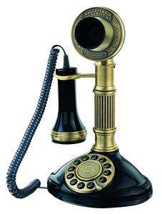   TELEPHONE Antique Style WOOD CANDLESTICK Push Button PHONE Tabletop