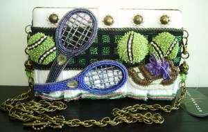 MARY FRANCES What a Racket Tennis Summer Bag Handbag Purse Beaded NEW 