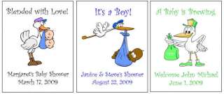 15 Baby Shower Storks Tea Bag Labels Favors boy girl  