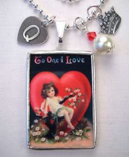 Handcrafted ReversibleValentines Day Pendant Charm Necklace