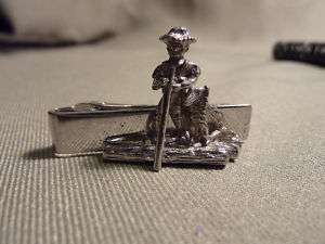 Mens Tie Clip Clasp Sarah Coventry Silver Man & Dog  