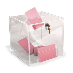  12 inch Cube Ballot Box with Key Lock and Side Pocket, Security 