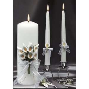   Wedding Unity Candle Set with Calla Lily Theme, White: Home & Kitchen