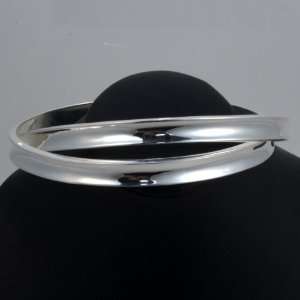  Syms Double Plain Silver Plated Bangle Bracelets Jewelry