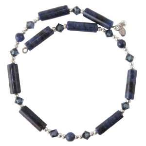   Blue Crystal Memory Wire Bracelet Claspless, Easy On & Off Jewelry