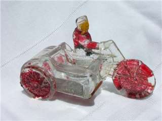 Indian Motorcycle Vintage Glass Candy Container~V.G. Co.~Jenet Pa.~4oz 