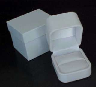 WHITE LEATHER Engagement Wedding Ring Jewelry Presentation Gift Box 