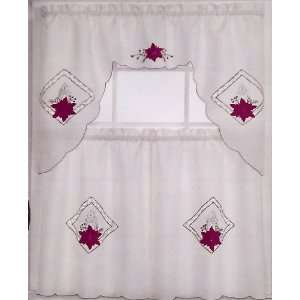   Flower Kitchen/cafe Curtain Tier and Swag Set: Home & Kitchen