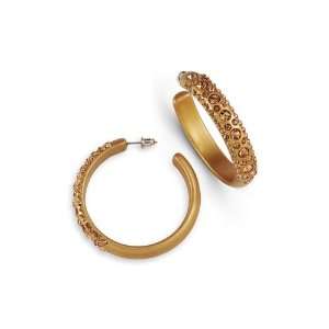    Smokey Topaz Swarovski Crystal Gold Tone Hoop Earrings: Jewelry