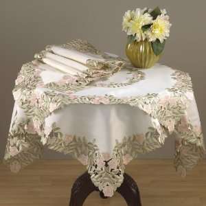 Embroidered And Cutwork Floral Design Rectangular Table Runner. 100% 