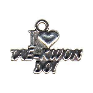   Silver I (heart) Love Tae Kwon Do charm or pendant 