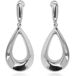    Sterling Silver High Polish Tapered Hoop Drop Earrings Jewelry