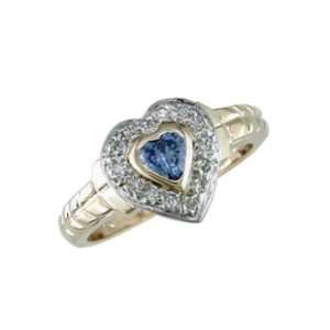   13.25 14K Two Tone Heart Shaped Tanzanite Cz & Diamond Ring Jewelry