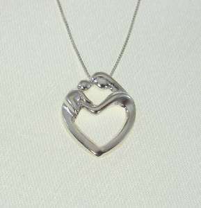 Heart Mother Child Steling Silver 925 Charm and Chain  