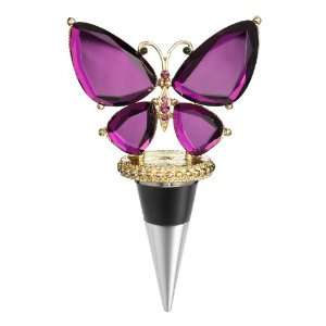   Riegel Swarovski Crystal Luxury Wine Bottle Stopper   Purple Butterfly